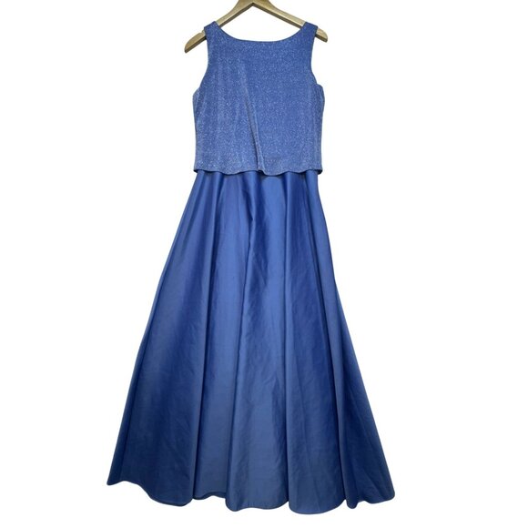 Arianna By Rachel Kaye 2-pc Sparkle Top & Satin Skirt Formal Gown Size 10 Blue - Picture 1 of 12